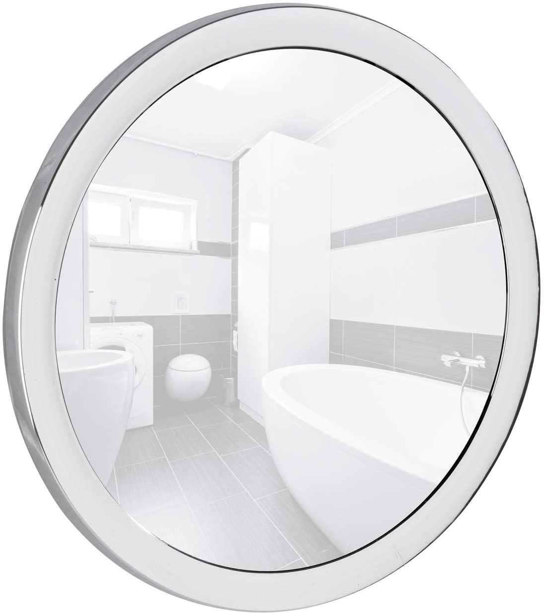 Kosmetik-Wandspiegel Pistoia Chrom - 5-fache Vergrößerung, mit Saugnapfhalterung, Spiegelfläche ø 12,5 cm, Kunststoff, 14.5 x 3.5 cm, Chrom