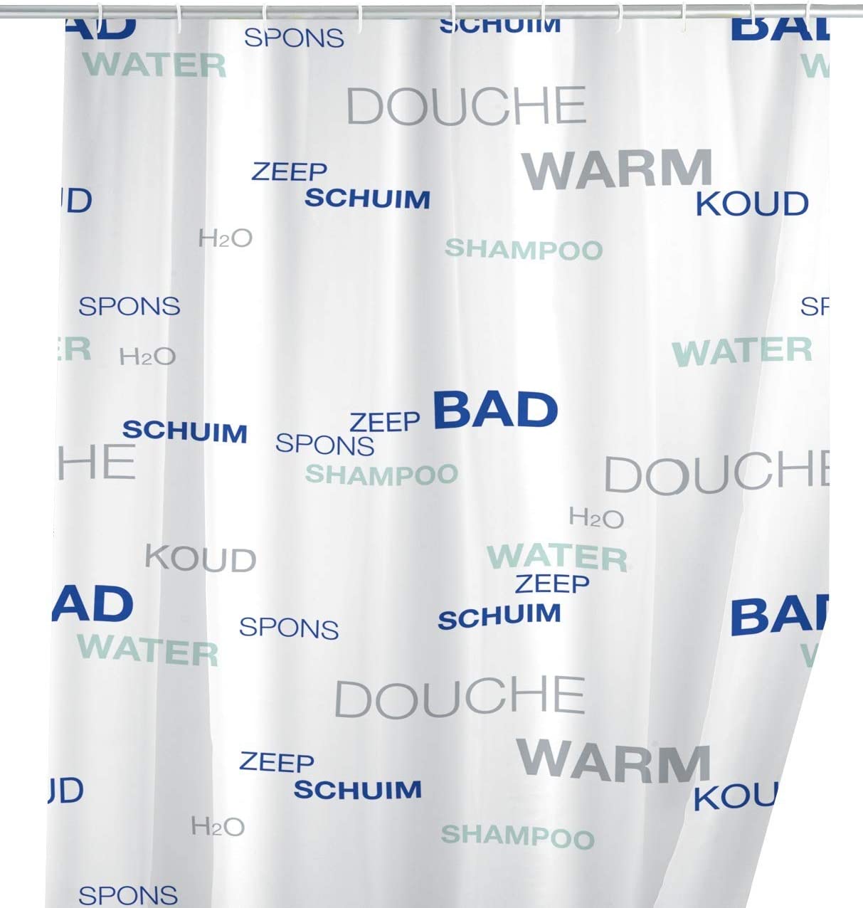 Duschvorhang Water - wasserdicht, pflegeleicht, Polyethylen-Vinylacetat, 180 x 200 cm, Mehrfarbig