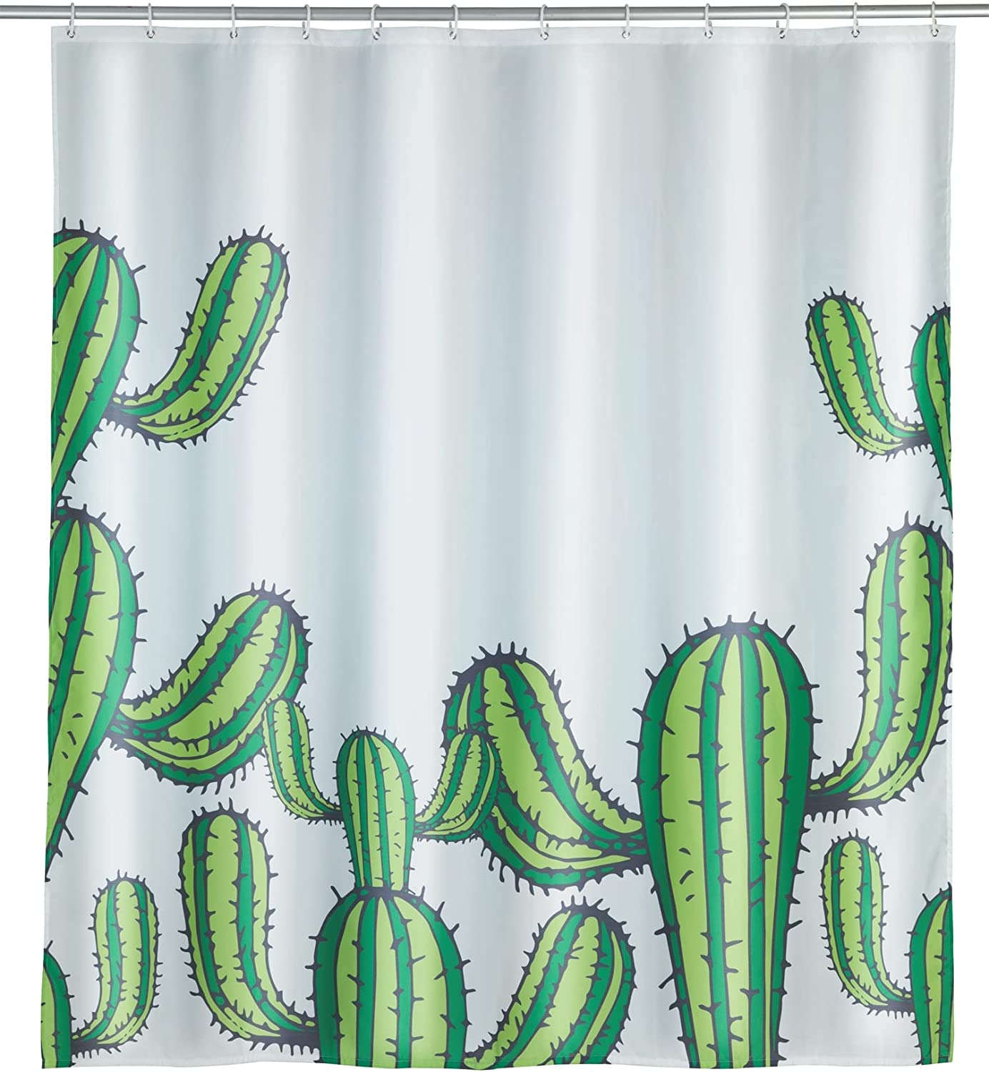 Duschvorhang Cactus, Textil-Vorhang fürs Badezimmer, mit Ringen zur Befestigung an der Duschstange, waschbar, wasserabweisend, 180 x 200 cm