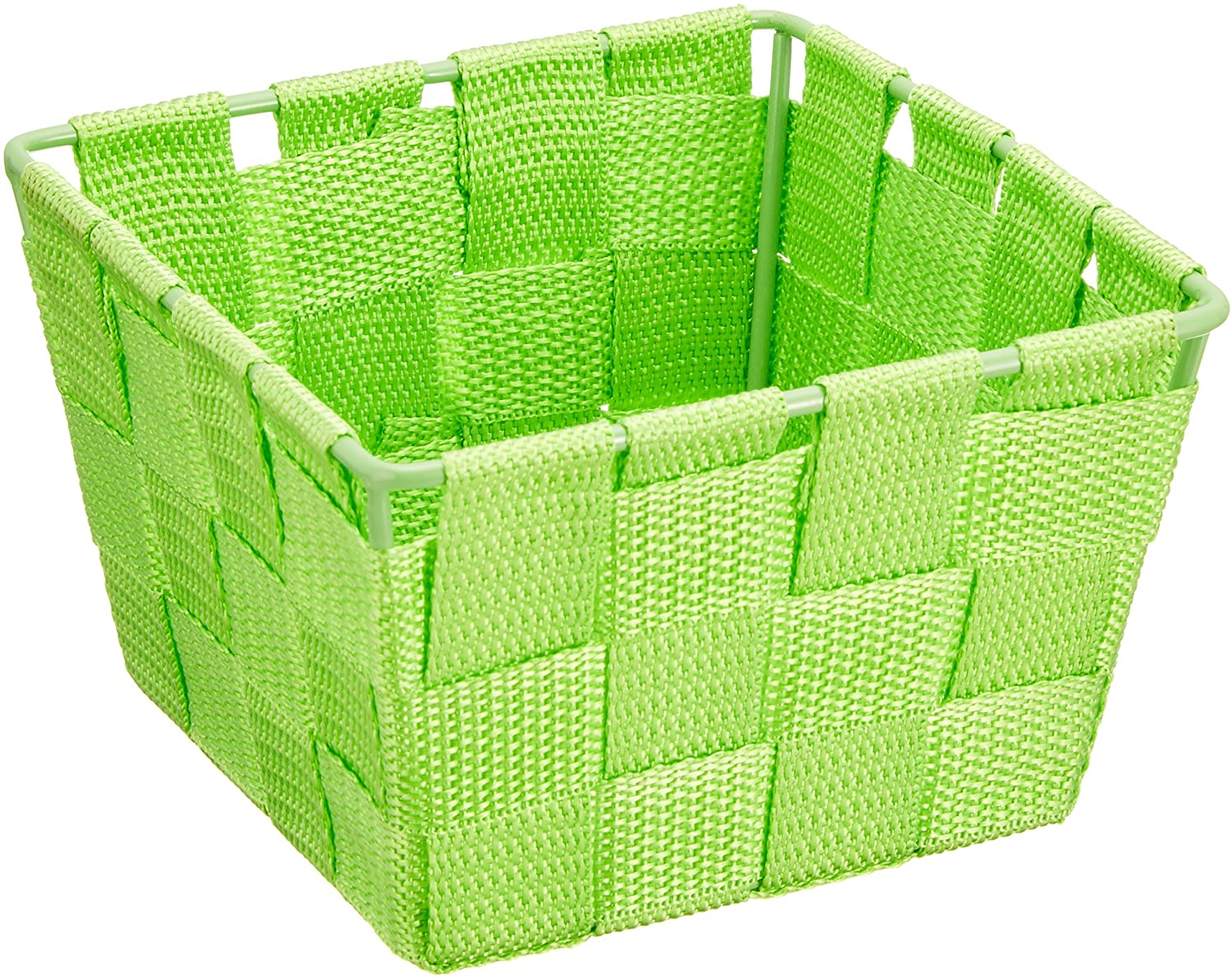Aufbewahrungskorb Adria Mini Grün - Badkorb, quadratisch, Kunststoff-Geflecht, Polypropylen, 14 x 9 x 14 cm, Grün