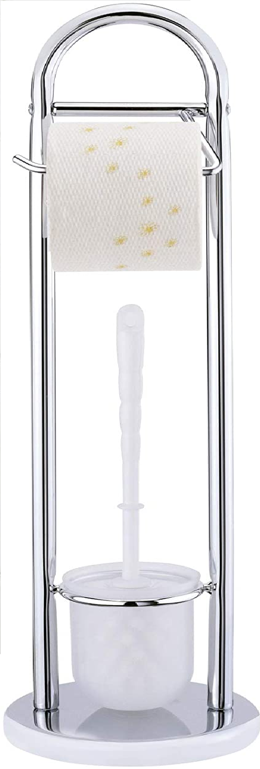Stand WC-Garnitur Siena Chrom - Toilettenpapierhalter und WC-Bürstenhalter, Stahl, 19 x 63 x 19 cm, Glänzend