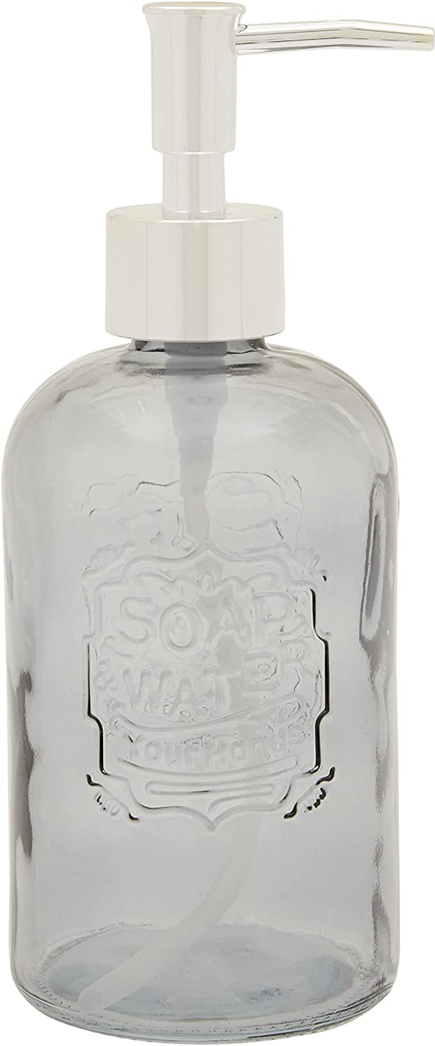 Seifenspender Vetro Grau rund Echtglas - Flüssigseifen-Spender, Spülmittel-Spender Fassungsvermögen: 0.4 l, Glas, 8.5 x 19 x 7.5 cm, Grau