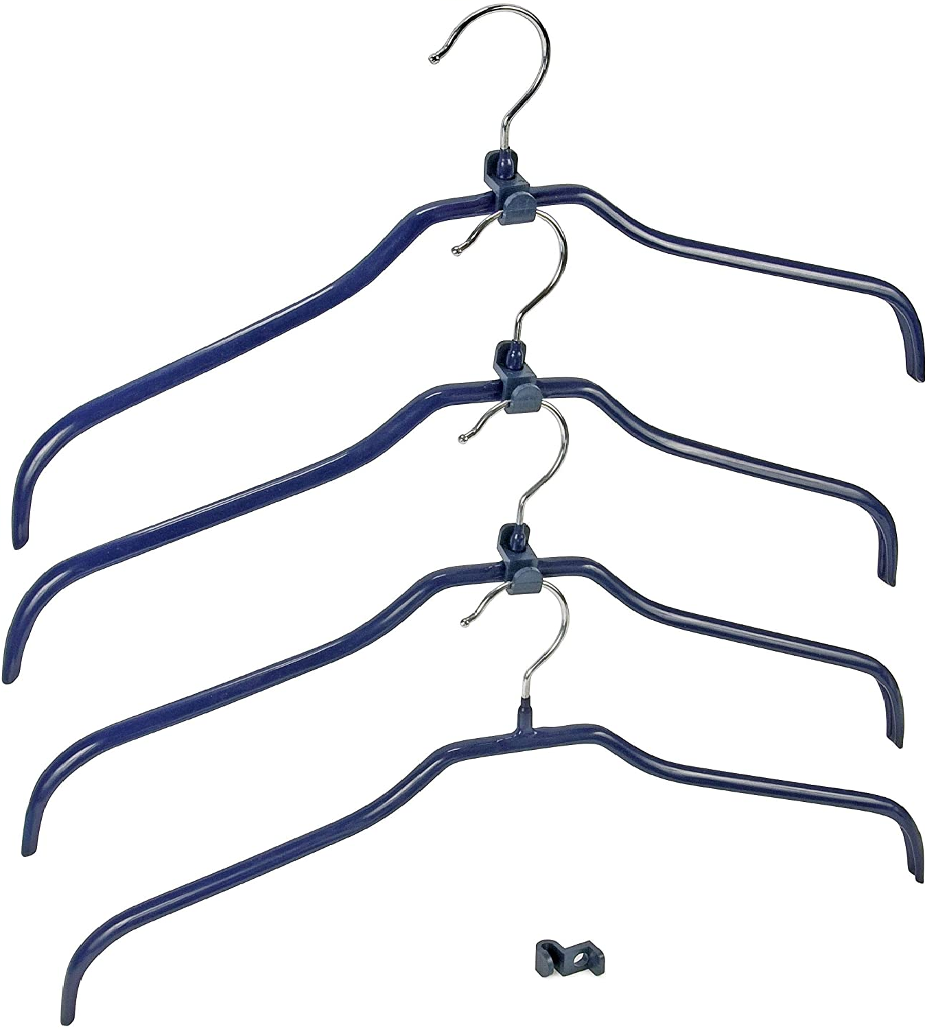 Formbügel-Set Multi 4er Set - Kleiderbügel rutschhemmend beschichtet, Bügelverbinder, verchromtes Metall, 42 x 19 x 1 cm, blau