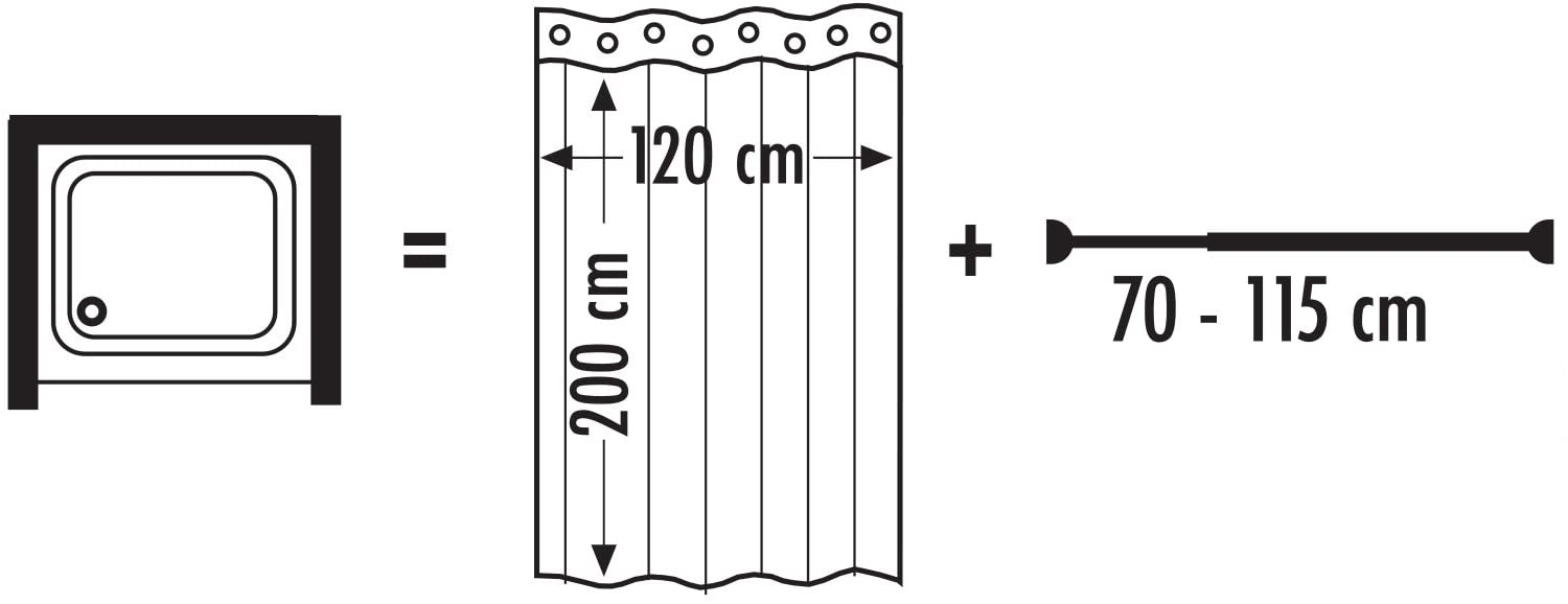 Duschvorhangstange Ø 19 mm ausziehbar von 70-115 cm, Aluminium, chrom