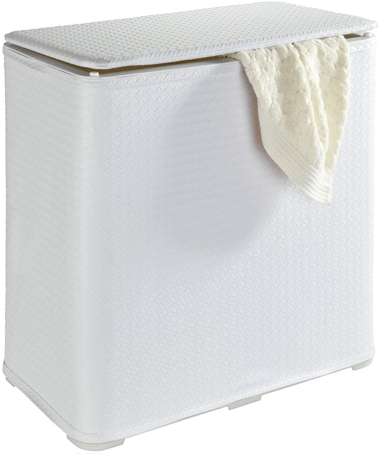 Wäschetruhe Wanda - Wäschekorb mit Deckel Fassungsvermögen: 65 l, Kunststoff, 49 x 50 x 27 cm, Weiß