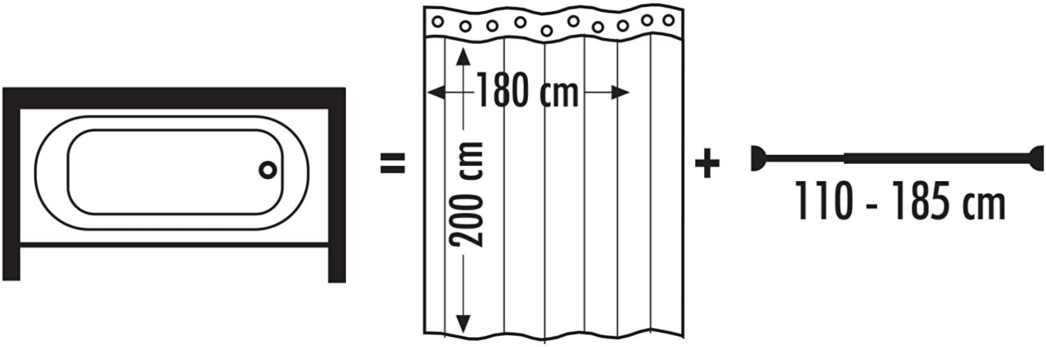 Duschvorhangstange Ø 19 mm ausziehbar von 110-185 cm, Aluminium, chrom