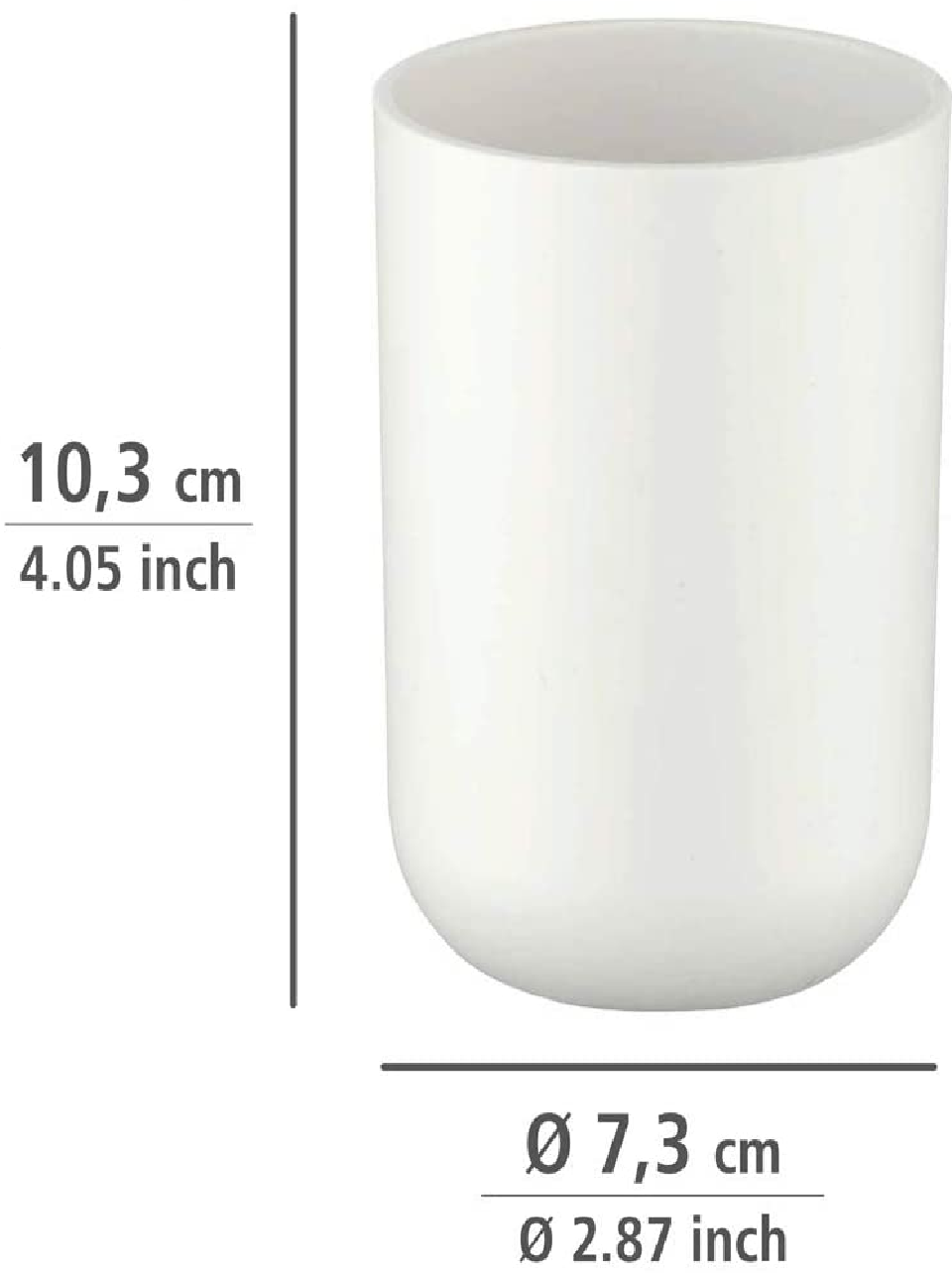 Zahnputzbecher Brasil Weiß - Zahnbürstenhalter für Zahnbürste und Zahnpasta, absolut bruchsicher, Kunststoff (TPE), 7.3 x 10.3 x 7.3 cm, Weiß