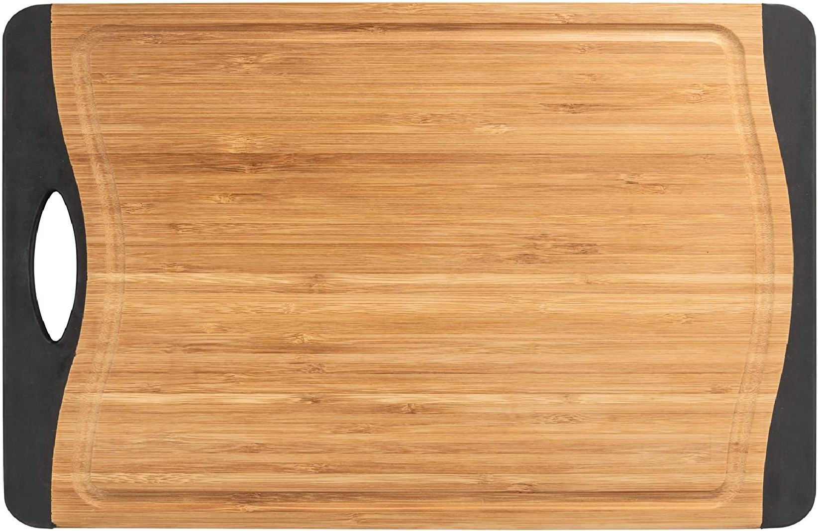 Schneidebrett Bambus Anti-Rutsch M+ - Küchenbrett, Schneidbrett mit Saftrille und Griff, klingenschonend, Bambus, 33 x 1.5 x 23 cm, Braun