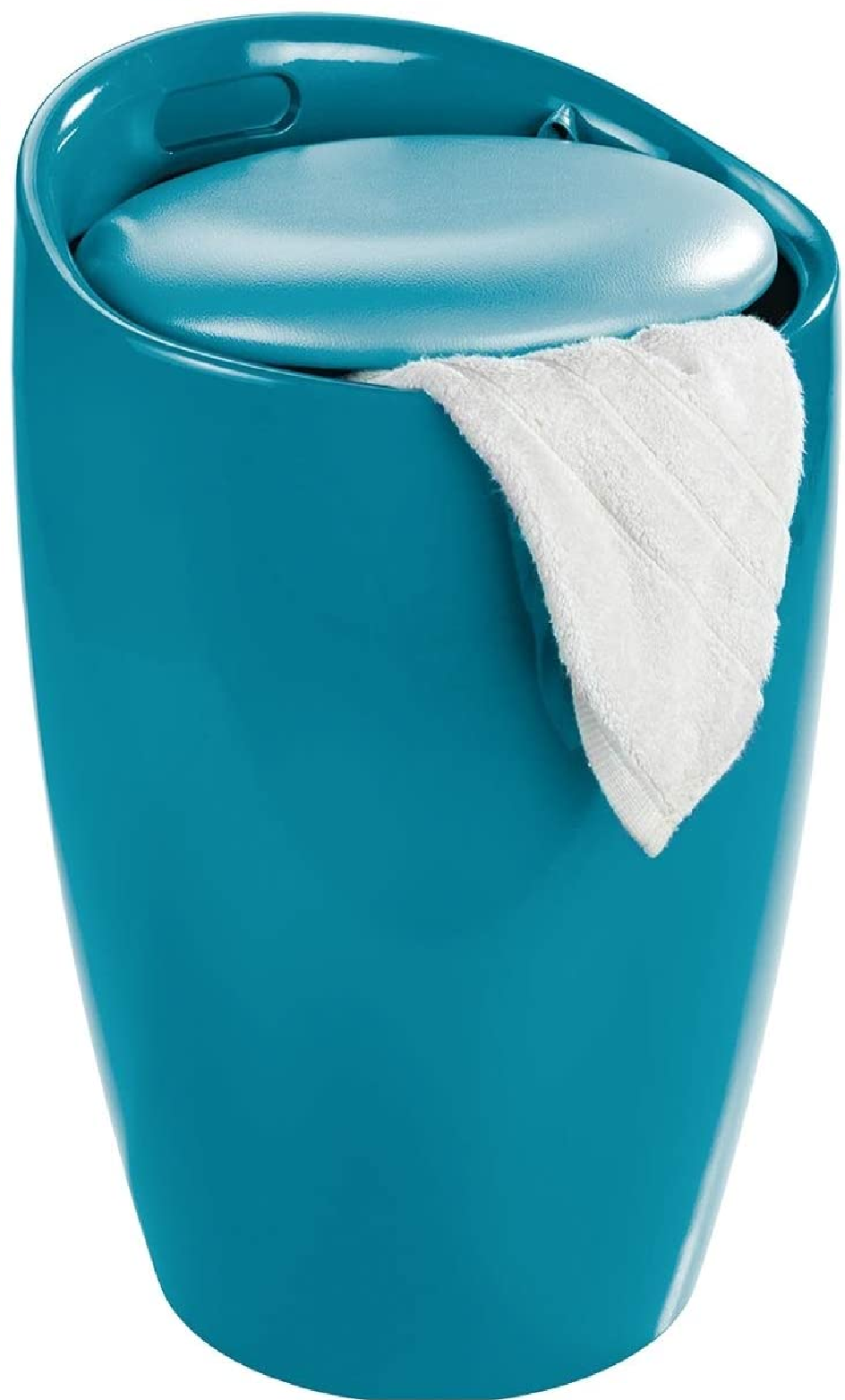Hocker Candy Petrol, mit Wäschesack - Wohnhocker, Badhocker, Wäschesammler mit abnehmbarem Wäschesack, Kunststoff (ABS), 36 x 50.5 x 36 cm, Petrol