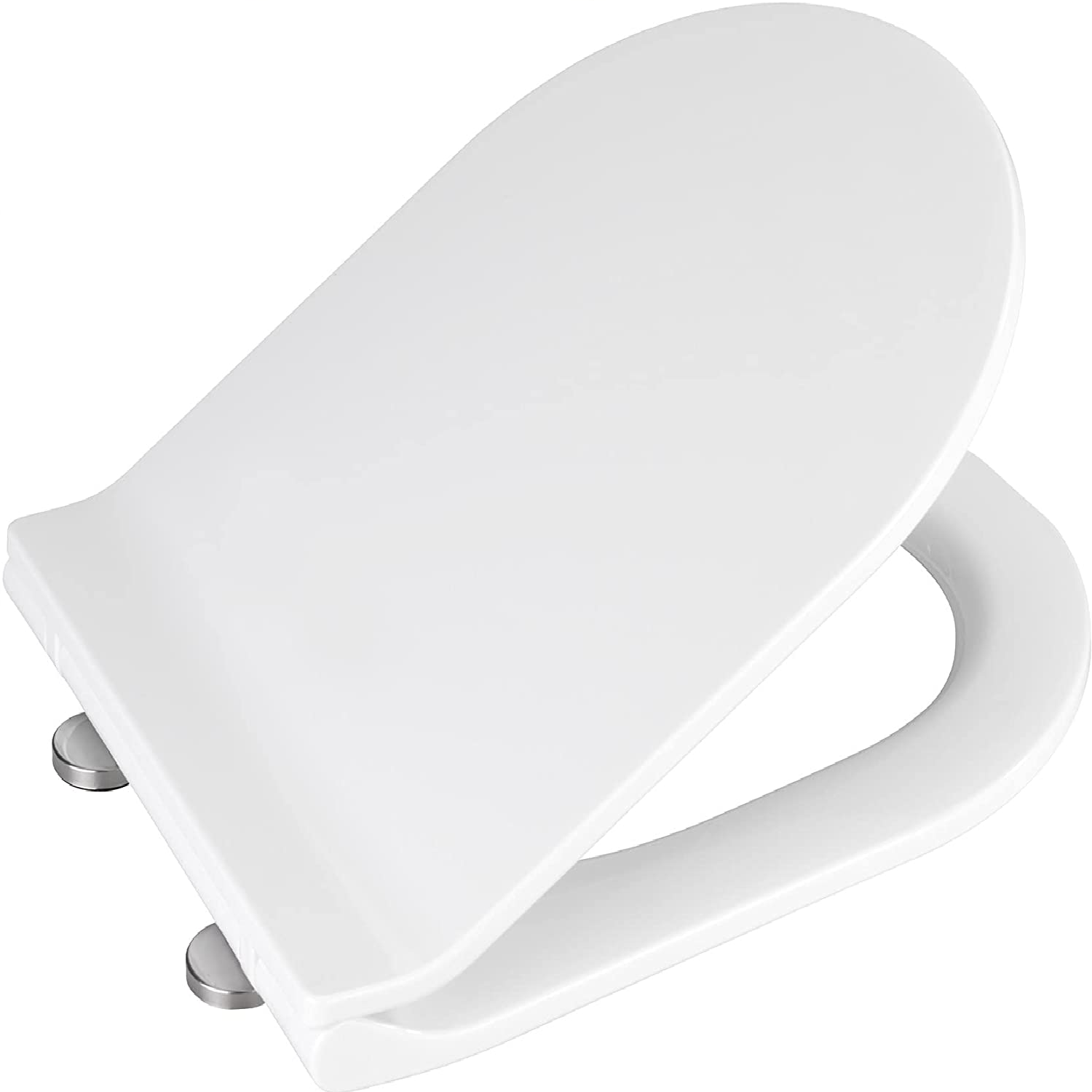 WC-Sitz Habos - Toiletten-Sitz mit Absenkautomatik, rostfreie Fix-Clip Hygiene Edelstahlbefestigung, Thermoplast, 36 x 46 cm, Weiß