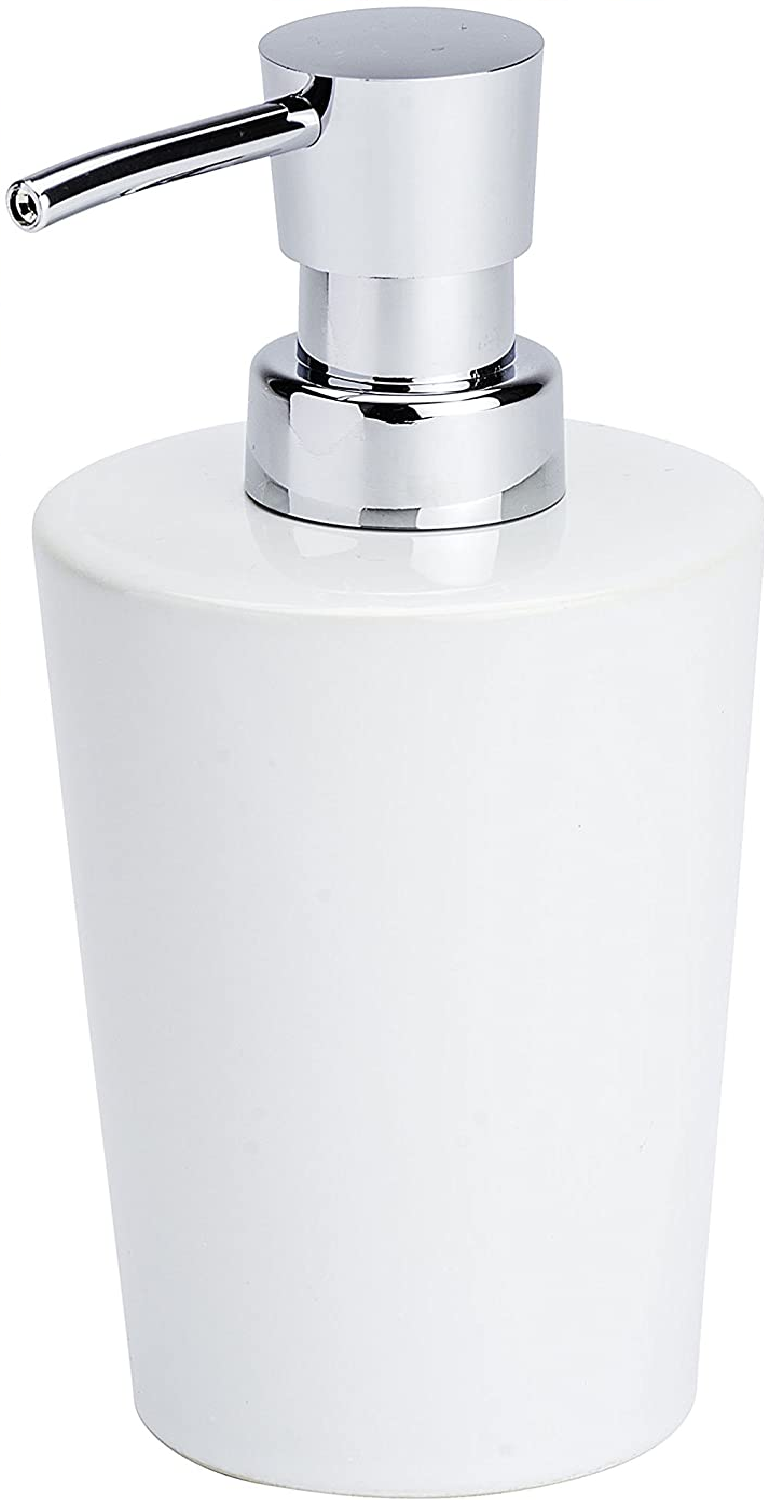 Seifenspender Coni Weiß - Flüssigseifen-Spender, Spülmittel-Spender Fassungsvermögen: 0.3 l, Keramik, 9.2 x 16.4 x 7.8 cm, Weiß