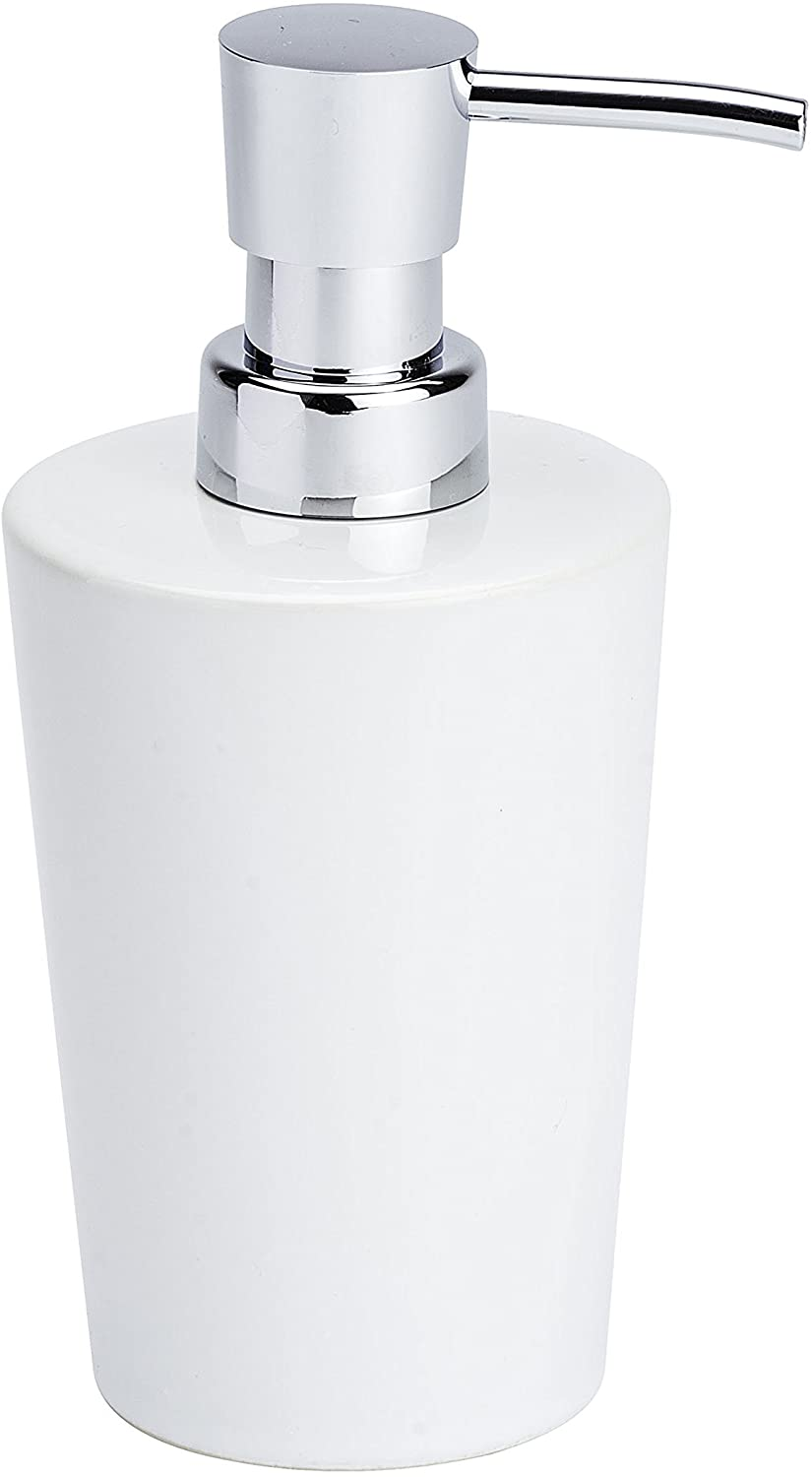 Seifenspender Coni Weiß - Flüssigseifen-Spender, Spülmittel-Spender Fassungsvermögen: 0.3 l, Keramik, 9.2 x 16.4 x 7.8 cm, Weiß