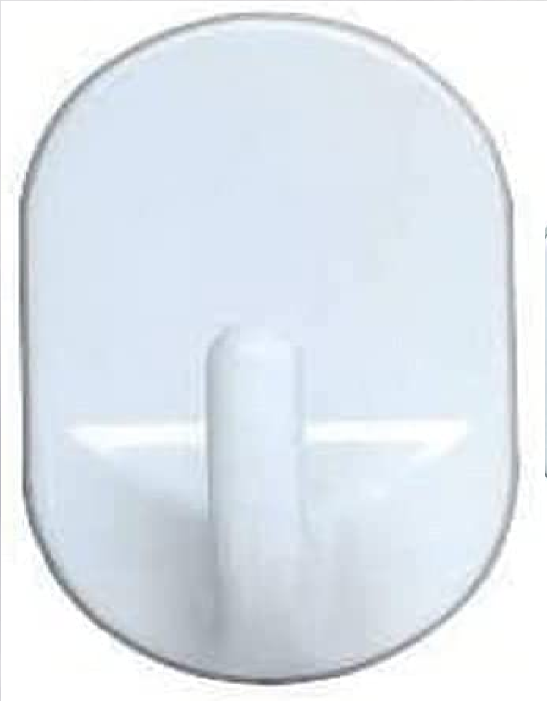 Oval-Haken Weiß 3er Set - 3er Set, Wandhaken, Kleiderhaken zum Ankleben, Kunststoff, 2.5 x 4 x 2 cm, Weiß