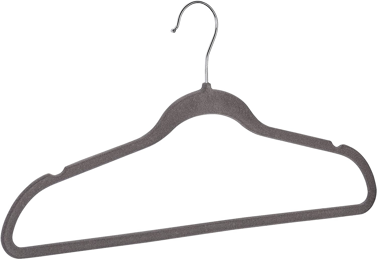 Kleiderbügel beflockt Grau 5er Set - Bügel, 5er Set, Kunststoff (ABS), 45 x 23.5 x 0.4 cm, Grau